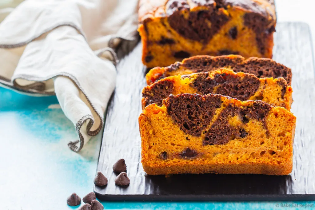 marbled chocolate pumpkin bread