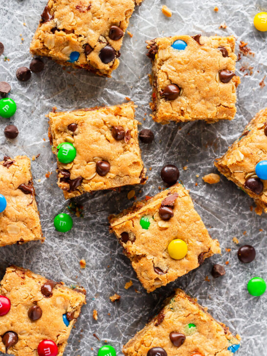 chewy monster cookie bars