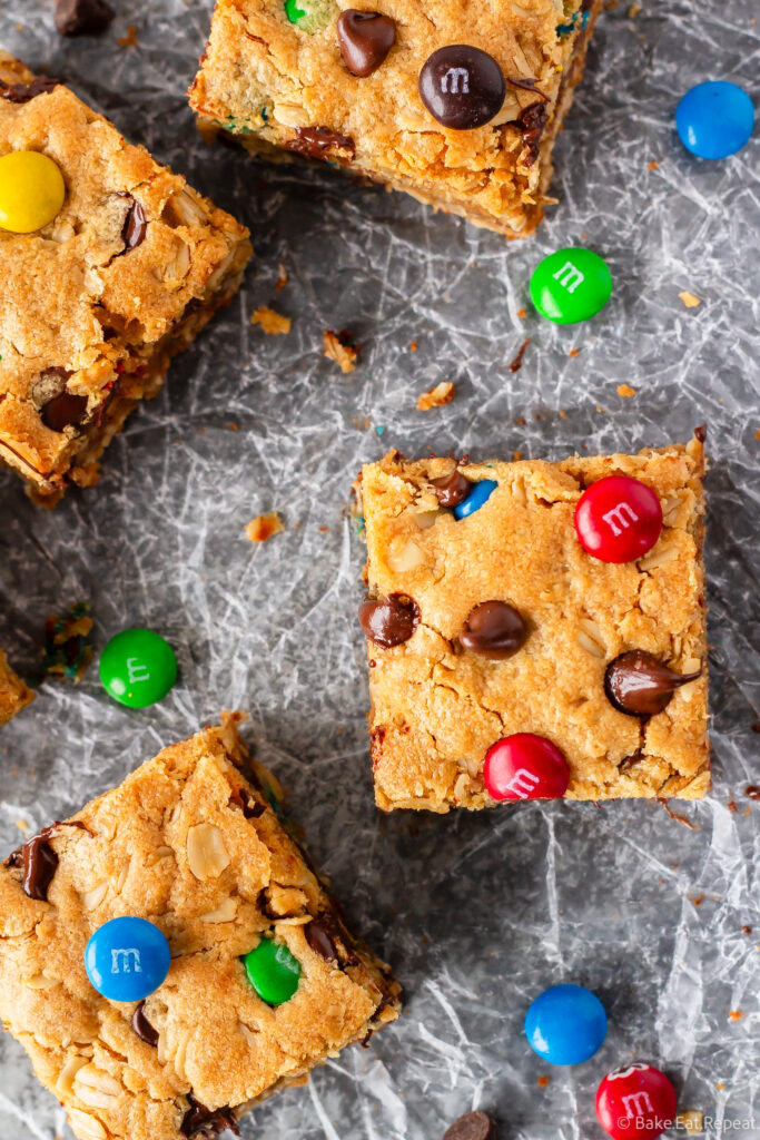chewy monster cookie bars