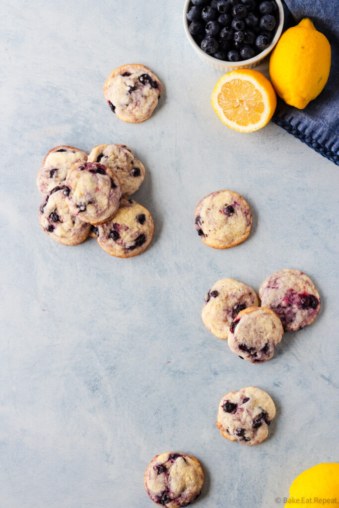 soft and chewy lemon cookies with blueberries