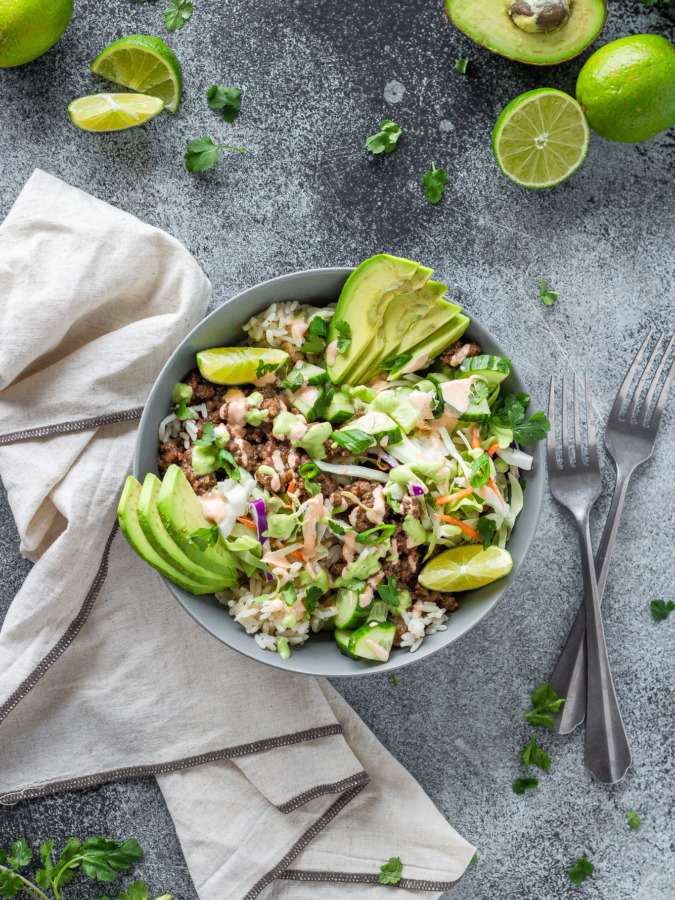 Korean ground beef bowls