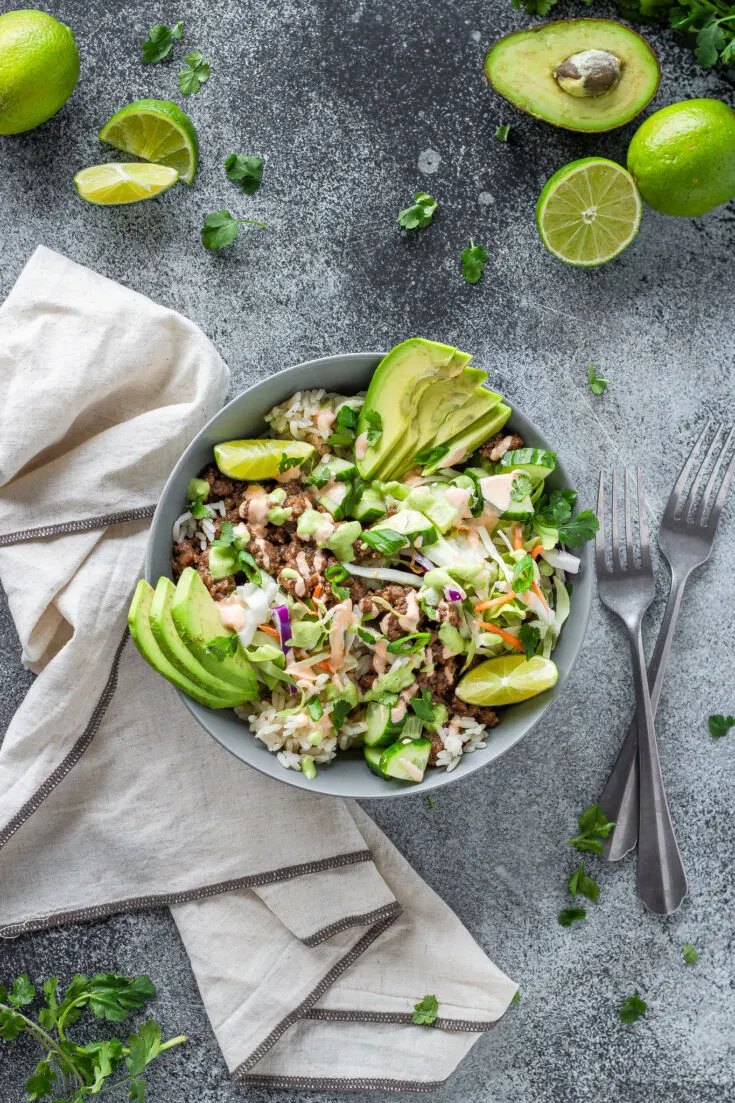 Korean ground beef bowls