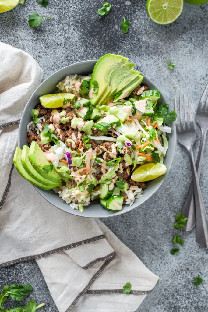 Korean ground beef bowls