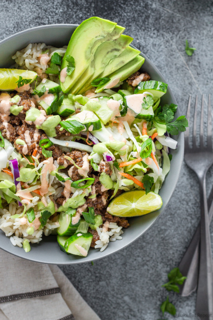 Korean ground beef bowls